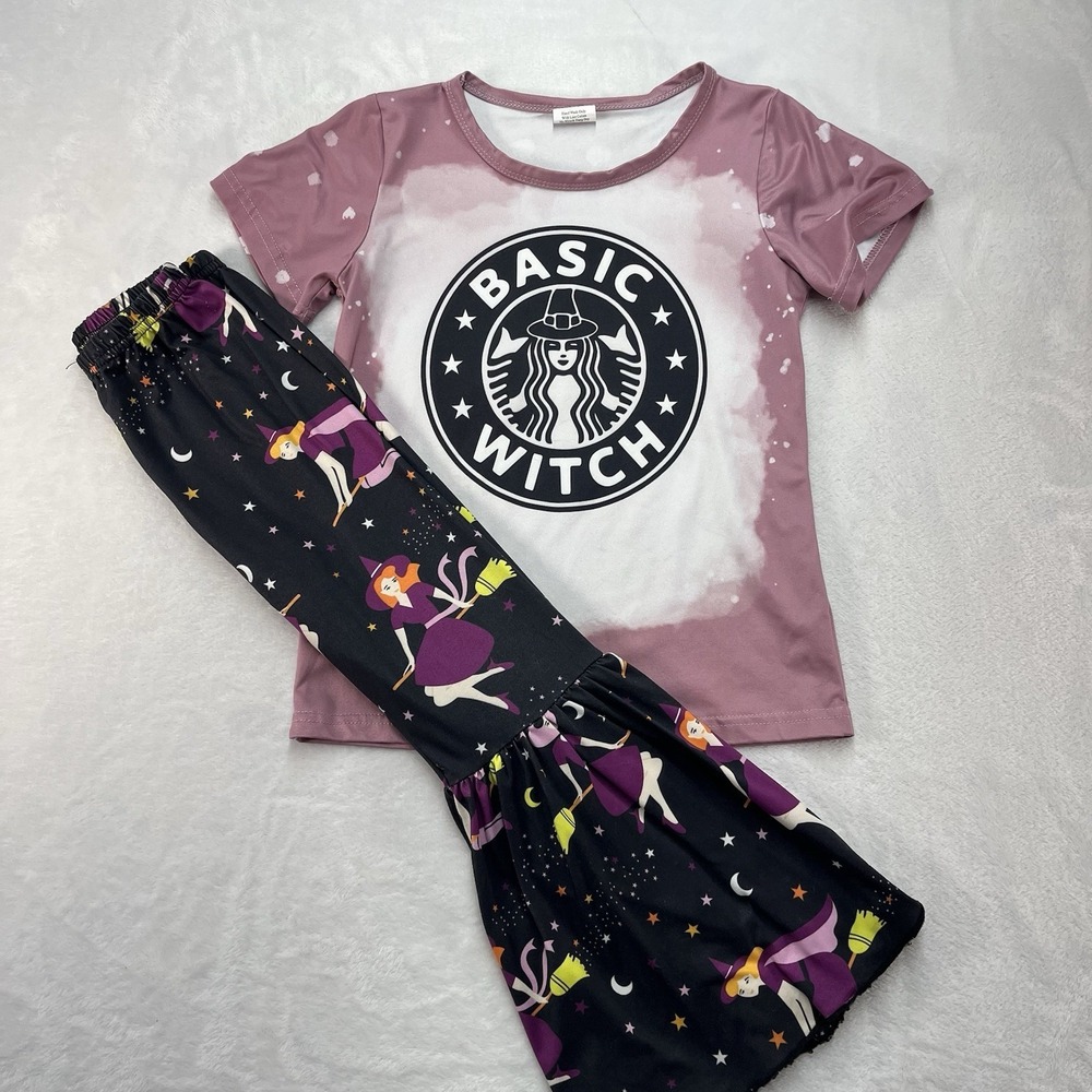 Boutique‎ Halloween Witch Outfit Girls 6-7Y Flare Pants Coffee Basic Witch
